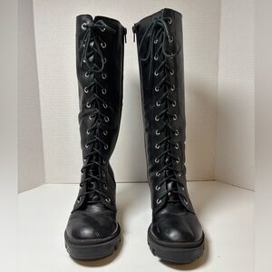 Madden Girl Knee High Lace And Zip Up Black Boots Size 7